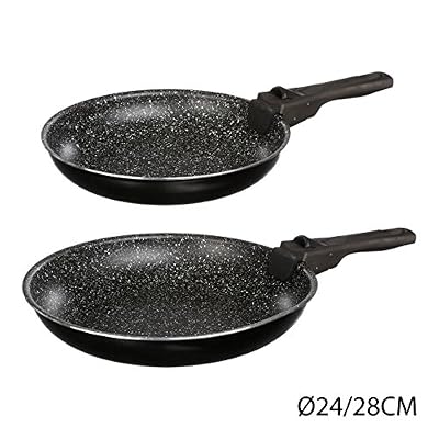 JJA 135111 Set de 2 Poêles + Poignée Amovible Pierre 24/28 cm