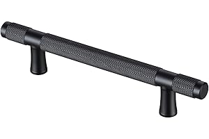 AITITAN 5 Pack Black Cupboard Handles Knurled - 128mm Hole Spacing (180mm Length) Black Kitchen Cupboard Handles, Wardrobe Door Handles and Kitchen Door Handles