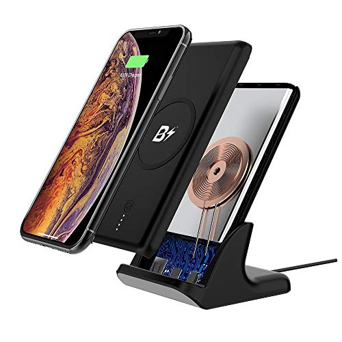 BETTERSHOP[QI-Certified] POWERBANK Power Bank + Pad Ultra Delgado Carga RÁPIDA Cargador PORTÁTIL INALÁMBRICO DE 000MAH, Carga 3 TELÉFONOS CONTEMPORÁNEAMENTE, 2 Puertos USB, Compatible QI