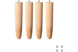 CORTASSA Soluko Set 4 Piedi per Rete a Doghe Gambe Letto Universali in Legno di Faggio (27 cm), Marrone