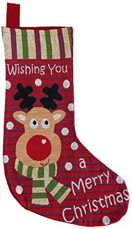 Christmas Tapestry Xmas Stocking Prestents Filler Gift Festive Crimbo - Rudolph