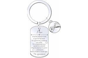 MNBVBV Regalo Llavero Papá Regalo Llavero Hombre Regalo del día del Padre Regalo de Cumpleaños de Navidad Argento, L