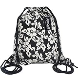 Artone Blümchen Leinwand Kordelzug Tasche Reise Tagesrucksack Sportarten Tragbar Daypacks Schwarz Weiß