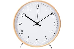 ‎ALEENFOON ALEENFOON 8.6 Zoll Holz Uhr Modern Leise Wanduhren Tischuhr für Wohnzimmer Küche Ohne Tickgeräusche Innenuhr Nicht Tickende Wanduhren Hängende Uhr (Weiß)