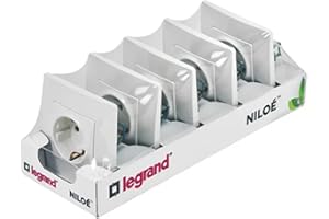 LEGRAND Pack 5 Enchufes o toma 2P+T 16A 230V, Gama Niloé Monobloc, Mecanismo Completo con Marco, Color Blanco, 396430