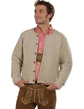 Herren Isar-Trachten Trachten Strickjacke natur mit Rundhalsausschnitt 'Hubert', natur,
