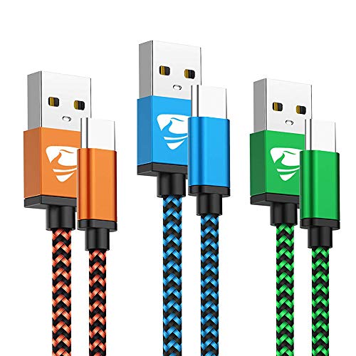 Usb c cable aioneus usb type c cable 3pack 2m charger cable nylon fast charging cable compatible samsung a40 a50 a70 s8 s9 s10 a20e s10e
