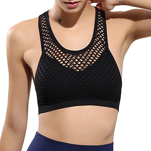 Lemon design Women's Sports Bra Yoga Running High-Impact Women's Sports Top Unique Hollow Out Design Tank Top High Impact Workout (M, Black)