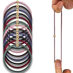 Sanas 12 Pcs Womens Ponytail Holder Hair Elastic Rubber Bands In Black Color Pony Tail Holder Tight Grip No Slip Thick Rubber Bands For Daily Use Rubber - 12 Pcs