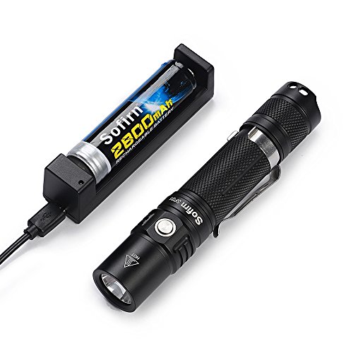 Taktiche LED Taschenlampe Sofirn 960 lumen Cree XPL2 V6 LED Fahrradlicht Bicycle Lampen Extrem Hell Kompakte EDC Taschenlampe Set Wasserdichtes IPX8 mit 18650 Batterie und USB Aufladeeinheit