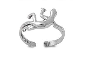 7K Zehenring aus 925 Sterling Silber als Fußschmuck für Damen, Herren und Mädchen, Größenverstellbar, Gecko