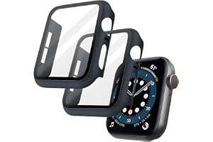 OFFCUP 2 stycken fodral för Apple Watch Series 6/SE/Series 5/Series 4, 40 mm med härdat glas, heltäckande hårt skal HD klar s