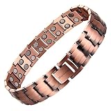 Magenergy Mens Copper Bracelets 9" Link Adjustable Pure Copper With Double Row 3500 Gauss Magnets,jewerly Gift With Links Removal Tool