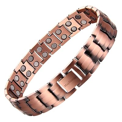 Magenergy Mens Copper Bracelets 9" Link Adjustable Pure Copper With Double Row 3500 Gauss Magnets,jewerly Gift With Links Removal Tool