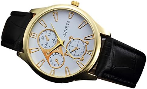 Men watch, Ourmall Classic Retro Design Leather Band Analog Alloy Quartz Wrist Watch Band Material Watch for Men Gift (ColourB)