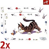 2x Trixie Napfunterlage Comic-Katze, 44x28 cm, Set