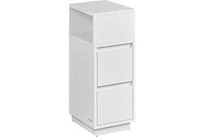 VASAGLE KAILYN Collezione - Comodino Stretto, Tavolino con 2 Cassetti e Scomparto Montato verso Sinistra o Destra, per Camera da Letto, Soggiorno, Bianco Nuvola LET656W01