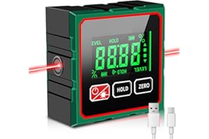 Rppiup Magnetic Digital Angle Finder with Electronic Light, USB Rechargeable Digital Level with 4-Side Strong Magnetic & LCD Display, Waterproof Digital Spirit Level for Woodworking, Machinery, Decor