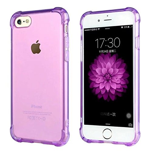 funda iphone 6/6S Morado [Refuerzos Laterales] [Liquid Crystal] [Silicona TPU Flexible] [Transparente] [Protección Grosor Fino]