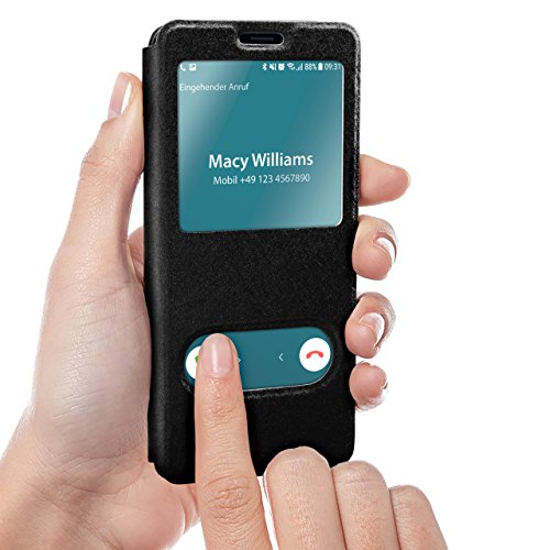 Samsung Galaxy S7 HÃ¼lle mit Sicht-Fenster Schwarz [OneFlow Comfort Cover] Stand-Funktion SchutzhÃ¼lle Ultra-Slim HandyhÃ¼lle fÃ¼r Samsung Galaxy S7 Case Flip Handy-Tasche