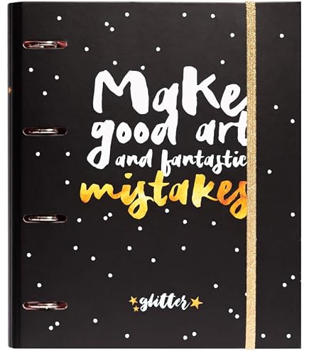 Classeur A4 4 Anneaux Glitter Gold Dreams - Pack Avec 100 Feuilles & Intercalaires - Fourniture Scolaire Ou Bureau