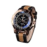 Rcool Lässige Herren Uhren Analog Quarz Kunstleder Handgelenk Armbanduhren Schwarz