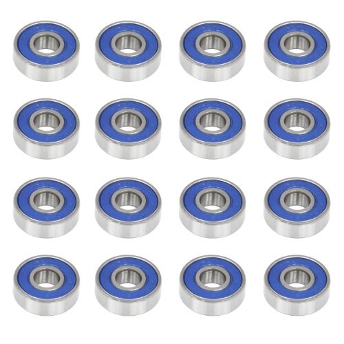 608RS Skateboard Bearings x 16 - Frictionless Abec 9 Roller Bearing for Skate boards - By Trixes
