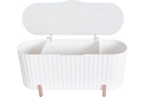 NAAPESI Organizador de Almohadillas de Maquillaje, Dispensador de Almohadillas de Algodón de 3 Compartimentos, Caja de Bastoncillos Algodonero con Tapa, Organizador de Maquillaje de Baño y Tocador (Blanco)