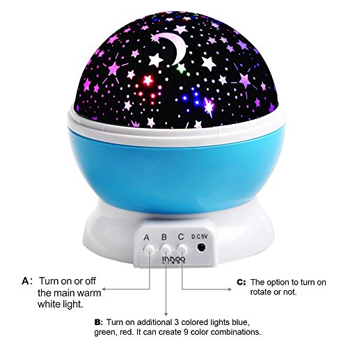InnooTech Sternenhimmel Projektor Sternen Nachtlicht 360 Grad drehbaren Star Rotierender Projektor LED Kinder Nacht Lampe 9-fachem Farbwechsel für Babyzimmer Kinderzimmer Schlafzimmer Weihnachtsgeschenke - 2