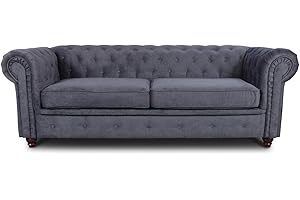‎SOFNET Sofa Chesterfield Asti 3-Sitzer, Couch 3-er, Glamour Design, Couchgarnitur, Sofagarnitur, Holzfüße, Polstersofa - Wohnzimmer (Graphit (Capri 16))