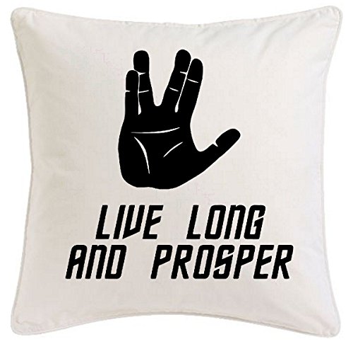 Kissenbezug 40x40cm Live Long And Prosper Star Trek Spock Vulkan Trek aus Mikrofaser ... ideales Geschenk und geschmackvolle Dekoration für jedes Wohnzimmer oder Schlafzimmer