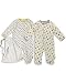 The Essential One - 2 Pack Unisex Baby Sleepsuits - Star - Grey Yellow - Up to 7lbs - ESS156
