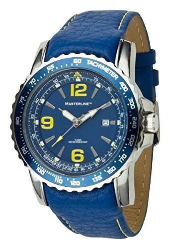 Herrenarmbanduhr Masterline1966 100m Leder blau Tachymeter ML06139001