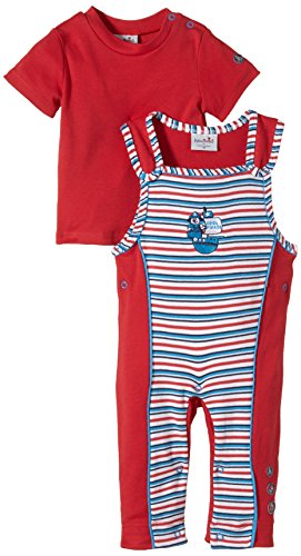 Julius Hüpeden Unisex Baby 237990 Dungarees, Multicoloured (Rot / Malibu Blue 730405), 3-6 Months (Herstellergröße: 68)