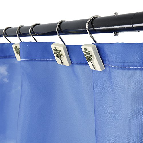 KINLO® 1 Stück Duschvorhang mit Ringen für Badezimmer aus hochwertigem Polyester anti Schimmel antibakteriell 180x200cm waschbar Sandstrand Modell wasserdicht vorhang für bad - 4