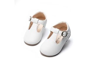 CENCIRILY Toddler Little Girl Mary Jane School Shoes Soft Anti-Slip Sole Hook and Loop Wedding Dress Flat