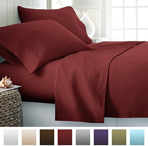 Beckham Hotel Collection 1800 Series Luxury Soft Brushed Microfiber Bed Sheet Set Deep Pocket - Cal King - Rich Burgundy