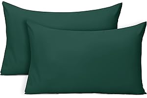IR IMPERIAL ROOMS Imperial Rooms Pillow Cases 2 Pack Super Soft Easy Care Fade Resistant Brushed Microfibre Pillow Covers (Emerald, Pillow Cases 2 Pack)