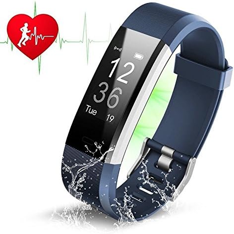 Fitness Tracker HR, ZAOYI ID115 Plus Heart Rate Monitoring Activity Tracker Bluetooth Smart Bracelet Band Health Tracker Pedometer with Sleep Tracker Step counter Calorie Burned Sedentary Reminder IP67 Waterproof Smart Watch for iPhone Samsung &amp; Other Android or iOS Smartphones device for Kids Women Men (ID115 Plus-Blue)