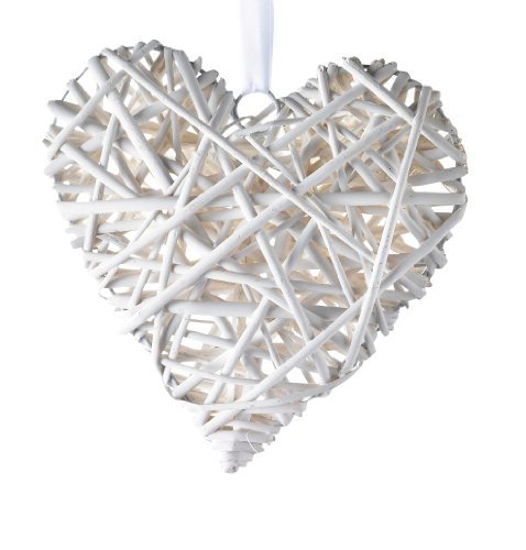Deko Hänger "Weißes Herz" 2 Stück je 20 cm