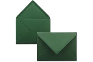 Farbenfroh Kuvert i mossgrönt, C5-kuvert, fukthäftande, utan fönster, jul- och hälsningskort, 22 x 15,4 cm, 75-pack