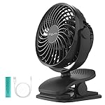 Mini Ventilateur à Clipper, AngLink Ventilateur USB de bureau avec Batterie Rechargeable, 4 Modes Rotation à 360° | puissant et silencieux | pour Poussette, Voiture, Camping, etc