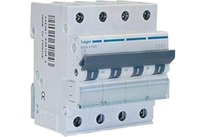 HAGER Interruptor automático magnetotérmico serie MU, 4P, 10A, curva C, 6KA