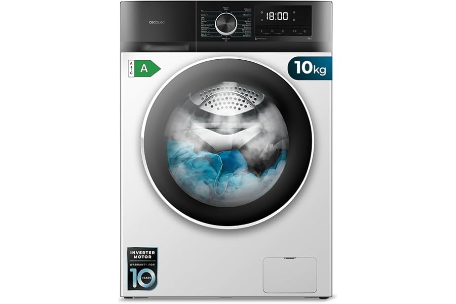 Cecotec Lavadora 10Kg de Carga Frontal Bolero Dresscode 10500 Inverter A. 1950W, 1400 rpm, Motor Inverter Plus, Bajo Consumo,