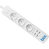 Bix BP-01 Y&uuml;ksek Akım Korumalı Hızlı Şarj &Ouml;zellikli 4 USB Bağlantı Noktası 3'l&uuml; Priz Paneli Uzaktan Kontroll&uuml;, Sesli Komut &Ouml;z