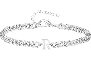 TOLOWOBK Armband Herren mit Buchstaben, Silber Edelstahl Panzerkette Armkette Herren Damen A-Z Buchstabe Armbänder für Männer Jungs Geburtstag Valentinstag Geschenke für Papa Mama Ehemann