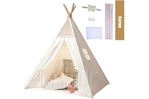 Trafagala Kids Teepee Tent White 160cm CE Certified Childrens Teepee Play Tent Indoor Outdoor Tipi Playhouse Garden Beach Wigwam