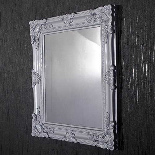 SPIEGEL AUS KUNSTSTOFF GRAU SILBER WANDSPIEGEL IM BAROCKDESIGN DEKOSPIEGEL 37,5x32cm - 3