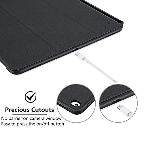 iVAPO Schutzhülle für iPad Pro 12.9 Pencil Halter Premium PU Leder Folio Case mit Auto-Schlafen/ Wecken und Stander Funktion Hülle für iPad Pro 12.9 inch Smart Case (Schwarz) - 4