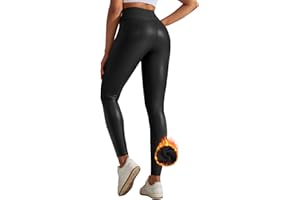 Getervb Leggings Simili Cuir Femme Taille Haute Pantalon PU Moulant Sexy Leggings Sport Push Up